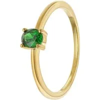 trendor Goldring Damen333 Gold (8k) Ovaler Zirkonia Grün