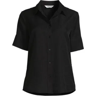 Kurzärmelige Ready to Go Bluse, Damen, size: regular, Rot, Nylon/Viskose, by Lands' End