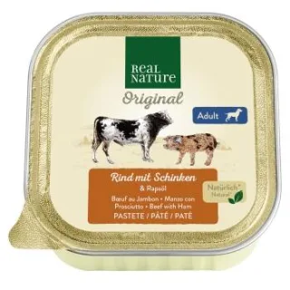 REAL NATURE Nassfutter Hund, Adult, Rind und Schinken 68x100 g
