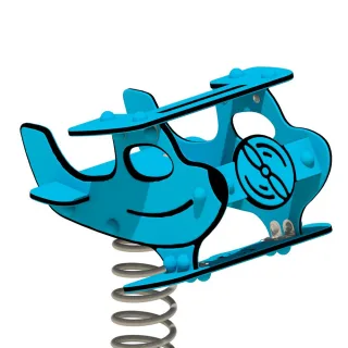 Wetterfeste Federwippe Spielplatz PRO Flugzeug Wingey blau - Robustes Spielgerät aus HDPE für öffentliche Anlagen - Langlebiges Spielzeug Wickey