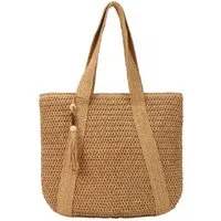 Zaewry Strandtasche Damen, Große Handtasche Damen, Leichte Schultertasche Boho, Shopper Tasche, Sommer Tasche Geflochten, Einkaufstasche Beach Bag