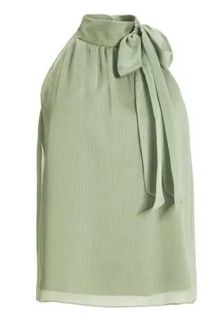 SWING - Top mit Schluppe aus Crinkle Chiffon khaki green - Gr. - 42