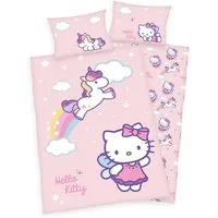 Herding Babybettwäsche Hello Kitty Baby Bettwäsche mit Einhorn 40 x 60 und 100 x 135 cm, 1 teilig, Langlebig