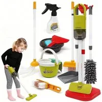 Minicloss Kinder-Haushaltsset Putzspielzeug-Set für Kinder mit funktionierender 2-in-1-Staubsauger, (14-tlg., Reinigungs-Spielset für Kleinkinder), Haushaltsspielzeug für Kinder von 3–7 Jahren,Montessori Lernspielzeug