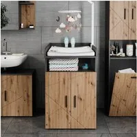 Vicco Wickelkommode Irma, Anthrazit/Goldkraft Eiche, 60 x 97 cm mit Wickelaufsatz