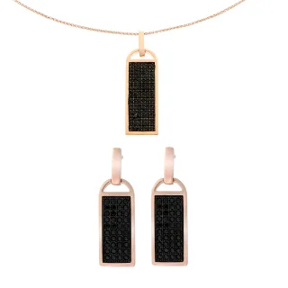 Orphelia Damen 925 Sterling Silber Set: Kettenanhänger + Ohrringe - Rosé SET-6045