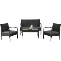 Juskys Gartenlounge-Set Trinidad, (4-tlg., Sitzgruppe), Polyrattan Sofa mit Tisch, 2 Stühlen und Auflagen, für 4 Personen