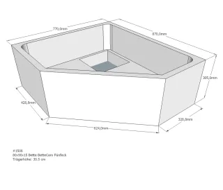Neuesbad Wannenträger für Bette Caro 80x90x15 Fünfeck SD22725