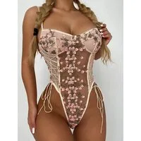 Elegant Love Body Bestickter Bodysuit, sexy Dessous, verführerische Damenunterwäsche rückenfrei Strappy Lingerie, elegante Reizwäsche für besondere Momente