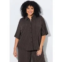 Ulla Popken Hemdbluse Jerseybluse Streifen Hemdkragen Halbarm