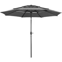 Yaheetech Sonnenschirm ∅ 324 cm, Gartenschirm mit 3-lagigem Dach, Sonnenschutz UPF 50+, neigbar