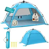 Skandika Strandmuschel Skugga Quick-Start, Strandzelt, UV-Schutz 80+, (Sandheringe, Organizer-Tasche, Tragetasche, Eingenähter Boden), rundum verschließbar, Windschutz, Sonnenschutz, Sichtschutz