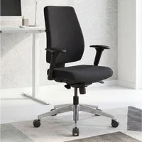 FINEBUY Schreibtischstuhl Bürostuhl DARIUS Stoffbezug Drehstuhl Drehsessel (Schreibtischstuhl Drehbar, Drehstuhl mit Armlehne), Stoff Schwarz, Bürostuhl XXL 120 kg Modern