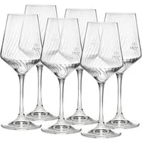 van Well Weinglas Eva, Weingläser 45 cl geeicht, 6 Stück, 6-tlg., Kristallglas, Relief-Optik, spülmaschinengeeignet
