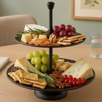Koopman Etagere Etagenständer Schwarz 2 Etagen Metall, Metall, (Stück, 1-tlg., Packung), Schwarz, Metall, 2 Ebenen, Servierständer, Anrichte