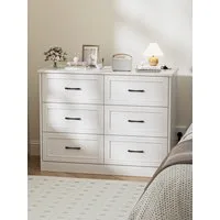 FiveWillowise Sideboard Kommode mit Steckdosen, 6 Schubladen, 2 USB & 2 AC-Anschlüssen (1 St), Kommodenschrank aus Holz, 106 x 81,5 x 39 cm, Weiß