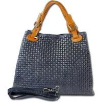 FLORENCE Handtasche Florence Damen Handtasche Echtleder (Handtasche), Damen Leder Handtasche, Umhängetasche, dunkelblau ca. 31cm x ca. 28cm