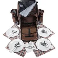 anndora Picknickrucksack Wanderrucksack Rucksack für 4 Personen, wasserfeste Schaumstoffisolation - abnehmbarer Flaschenhalter
