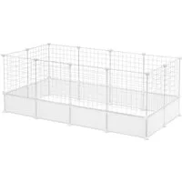 EUGAD Freigehege, Kaninchen Gehege, Meerschweinchen Käfig, Weiß 142x71x53cm