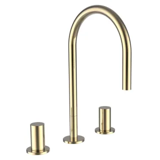 LAUFEN 3-Loch Waschtischmischer Kartell LAUFEN Schwenkauslauf Ausladung 166 mm ohne Ablaufventil PVD H3123330012201