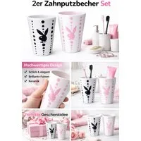 PLAYBOY Zahnputzbecher Playboy Home 2er Set Bunny Becher Zahnputzbecher Trinkbecher