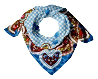 Halsüberkopf Accessoires - 68x68 Tuch Nicky Herzilein blau - Gr. - OS