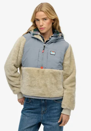 Superdry - Superweiche Hybrid-Jacke mit Halbreißverschluss pelikan beige - Gr. - 12