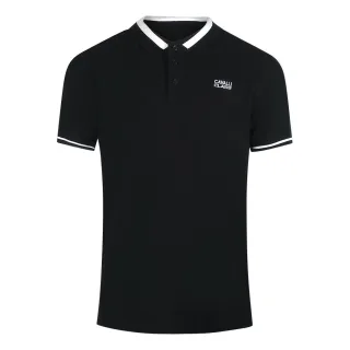 Cavalli Class - Schwarzes Poloshirt Mit Auffälligem Streifenkragen