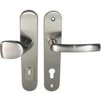 Häusler Onlinehandel GmbH Türbeschlag Haustür Schutzbeschlag Security 305 Nickelmatt HS-92 mm mit ZA, Stahleinlage im Außenschild