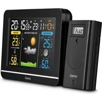 Hama Wetterstation mit Farbdisplay, Außensensor, Wetter, Alarm, Temparatur Wetterstation (Weckerfunktion, Schlummerfunktion, Mondphasenanzeige)