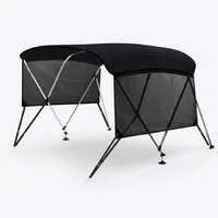 GarveeMore Sonnensegel 600D 3-Bow Bimini Top Bootssonnendach mit abnehmbaren Seitenvorhängen, UPF 50+, Grau/Schwarz