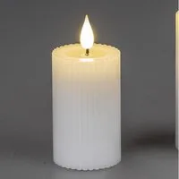 formano LED-Kerze Streifen, mit Timerfunktion, Weiß, Rillen, H: 8cm