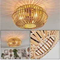 hofstein Deckenleuchte moderne Deckenlampe aus Metall/Bambus in Schwarz/Natur, ohne Leuchtmittel, Deckenleuchte Lichteffekt, Ø40,5cm, 3x E27, ohne Leuchtmittel