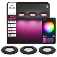 Philips Hue LED Deckenspot Slim Downlight Einbauleuchte, Abschaltautomatik, Bluetooth, CCT - über Fernbedienung, Dimmer, Dimmfunktion, Farbsteuerung, Farbwechsel, Leuchtdauer einstellbar, Memoryfunktion, Nachtlichtfunktion, RGB, Smart Home, Timerfunk
