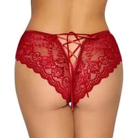 Cottelli LINGERIE Slip-Ouvert Ouvert-Slip aus Spitze - rot (1-St) offener Schritt
