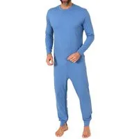 Normann Pyjama Herren Pflegeoverall langarm Einteiler mit Reißverschluss am Bein