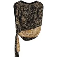 Bhoem Blusentop BHOEM Drapiertes Oberteil mit Paisley-Muster (1-tlg)