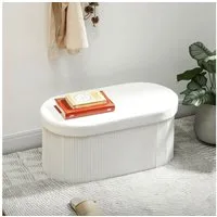 HOMCOM Sitzbank 76 x 38 x 35 cm Polsterbank (Sitztruhe, 1-St., inkl. Aufbauanleitung), Faltbar, mit Stauraum, Samtoptik