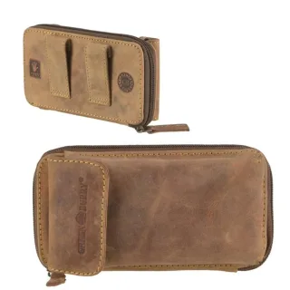 Handy-Gürteltasche 17x9cm mit Kartenfächern Leder antikbraun | Greenburry - kompakter Organizer für Smartphone und Karten mit schnellem Zugriff im All