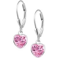 Limana Paar Ohrhänger Rosa Herz Mädchen Ohrringe 925 Silber Brisur Geschenk Schmuck (inkl. Schmuckdose), Geburtstag Einschulung Schulanfang Ostern Weihnachten Nikolaus