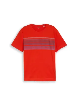 Tom Tailor - T-Shirt mit Print auf der Brust orange red - Gr. - L