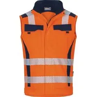 vizwell Arbeitsweste Warnschutz Weste HiVis elastisch dehnbar warnorange warngelb reißfest und elastisch - knitterfrei sowie pflege- und bügelleicht