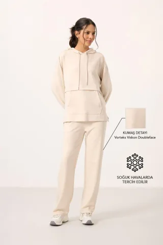 Übergrößen Kapuzenpullover und Hose mit weitem Bein Set