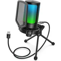 FIFINE Streaming-Mikrofon USB Mikrofon Streaming RGB Kondensator Mikrofon Gaming