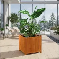 Melko Pflanzkübel Blumenkasten Pflanztrog Blumentopf aus Holz in Braun 50cm Eckig (Stück, 1 St., Pflanzkübel), Einzigartige Maserung