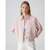OPUS Jeansjacke Jeansjacke aus BCI Cotton Lockere Passform, schräge Paspeltaschen, kleine Falten