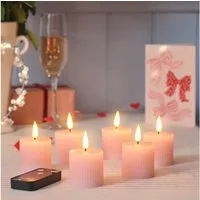 Lights4fun LED-Kerze 6er Set TruGlow® LED‑Votivkerzen geriffelt mit Fernbedienung