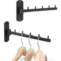 BlingBin Kleiderstange Kleiderhaken, Garderobenhaken Klappbar, Klapphaken Hakenleiste Bad (2 Stück, 2 St., 28*12*4,2cm), 2 Stück Wand-Kleiderständer Kleiderhaken für die Badezimmer