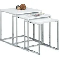 relaxdays Beistelltisch Beistelltische 3er Set Metallbeine, weiß
