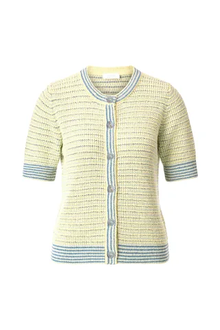 Rich & Royal - Striped towelling cardigan light vanilla - Gr. - L